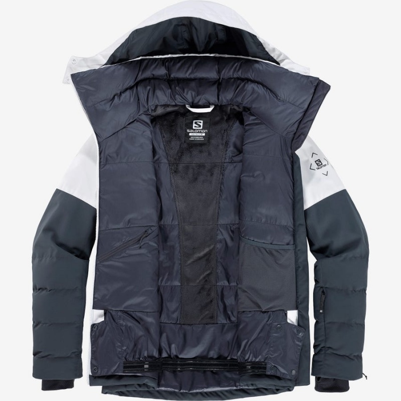 Women's Salomon NEW PREVAIL Ski Jackets Black / White | IN3198BEX