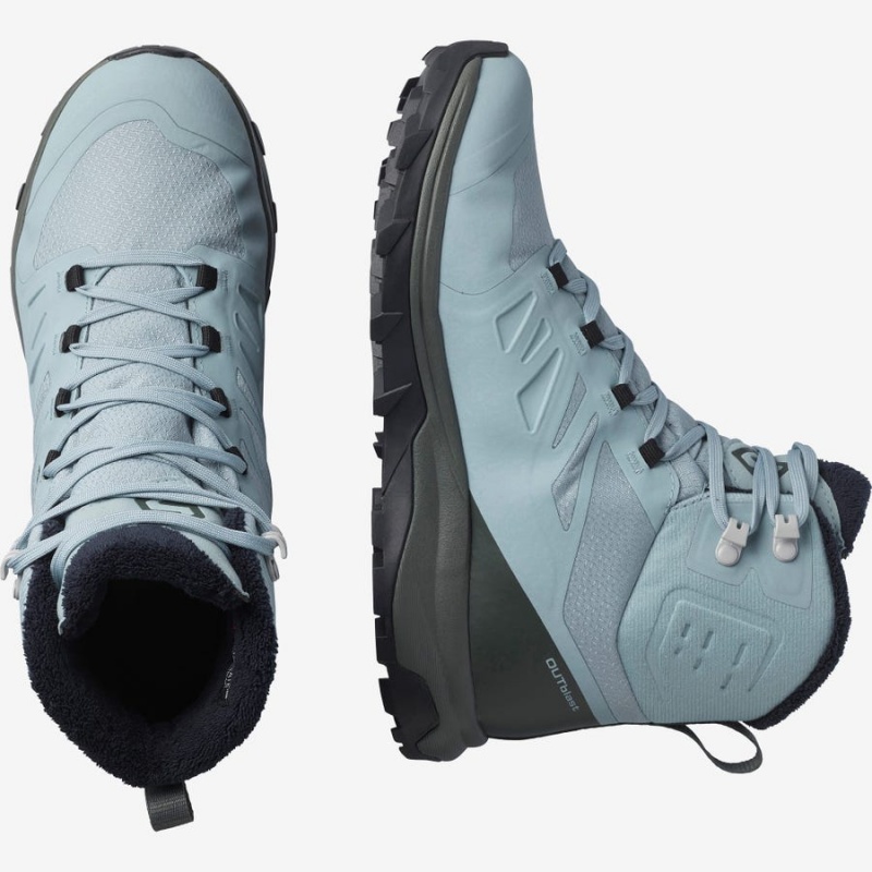 Women's Salomon OUTBLAST THINSULATE™ CLIMASALOMON™ WATERPROOF Winter Boots Blue | IN3013CTV