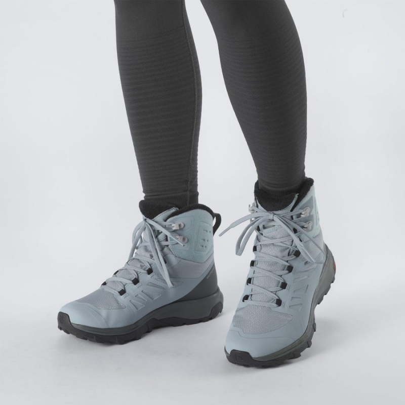 Women's Salomon OUTBLAST THINSULATE™ CLIMASALOMON™ WATERPROOF Winter Boots Blue | IN3013CTV