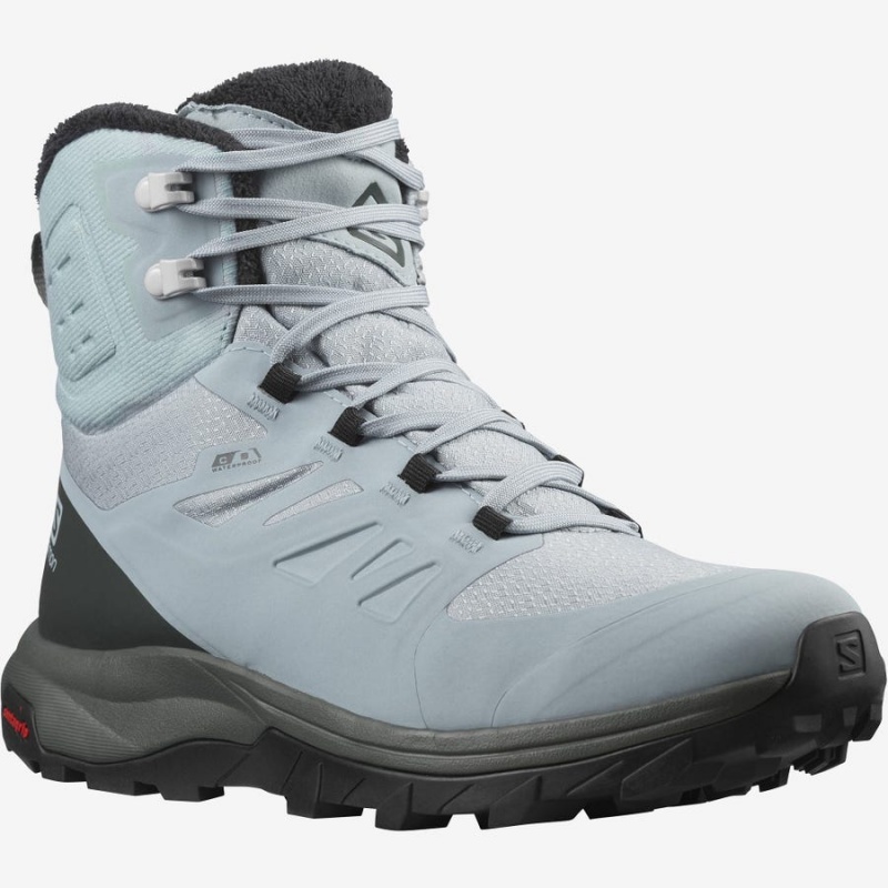 Women's Salomon OUTBLAST THINSULATE™ CLIMASALOMON™ WATERPROOF Winter Boots Blue | IN3013CTV