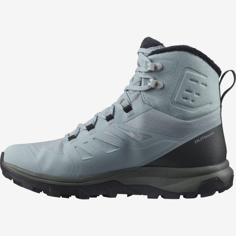 Women's Salomon OUTBLAST THINSULATE™ CLIMASALOMON™ WATERPROOF Winter Boots Blue | IN3013CTV