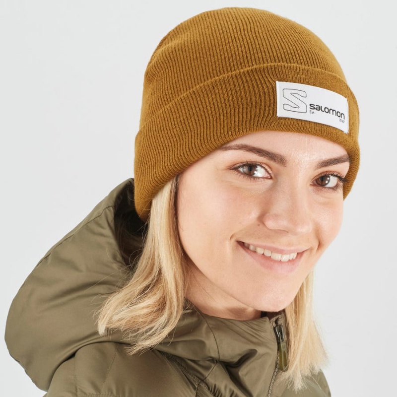 Women's Salomon OUTLIFE LOGO Hats Brown | IN3468HAP