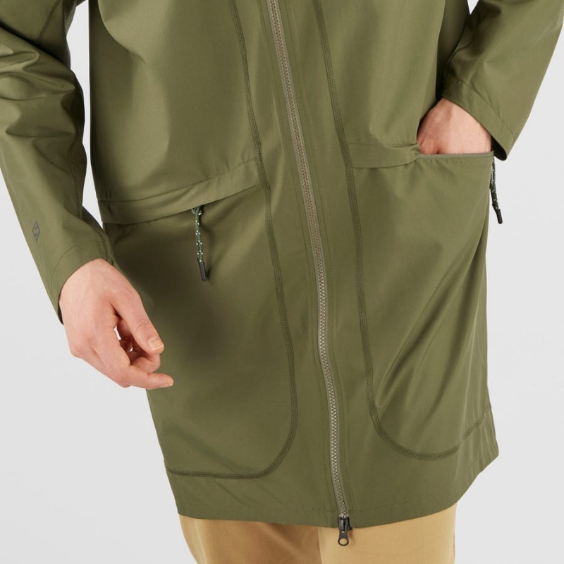 Women's Salomon OUTLIFE LONG PACKABLE WINDBREAKERS Jackets Olive | IN3159SGL