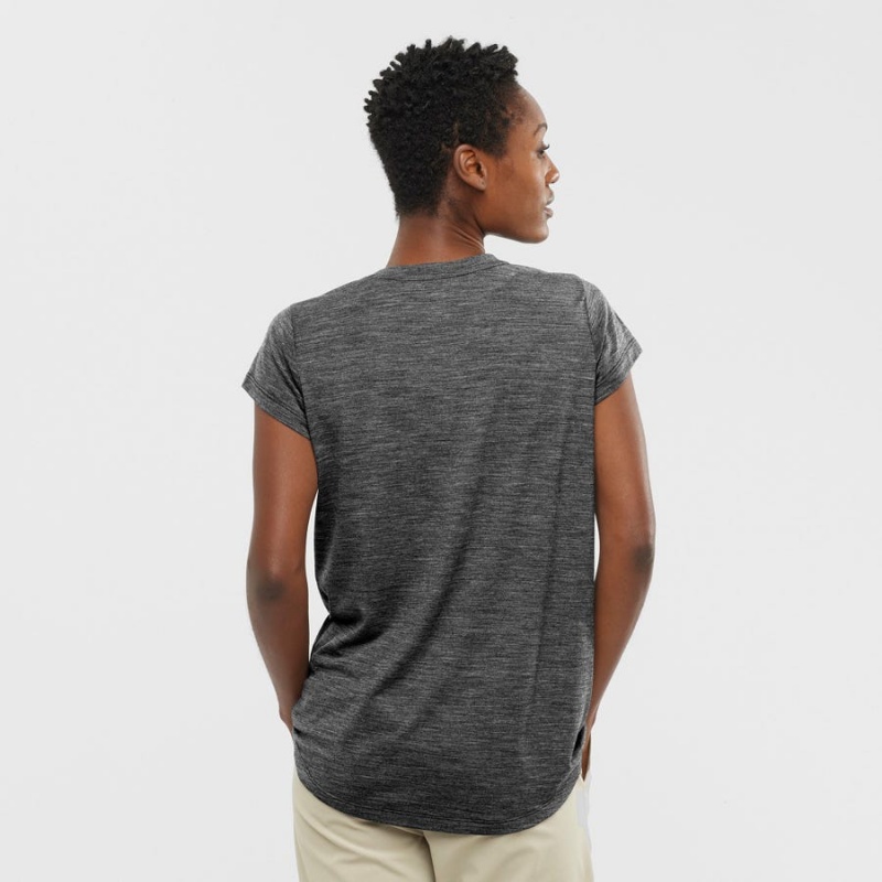 Women's Salomon OUTLIFE MERINO BLEND T Shirts Black | IN3086HAP