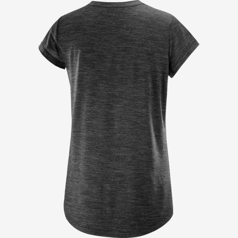 Women's Salomon OUTLIFE MERINO BLEND T Shirts Black | IN3086HAP