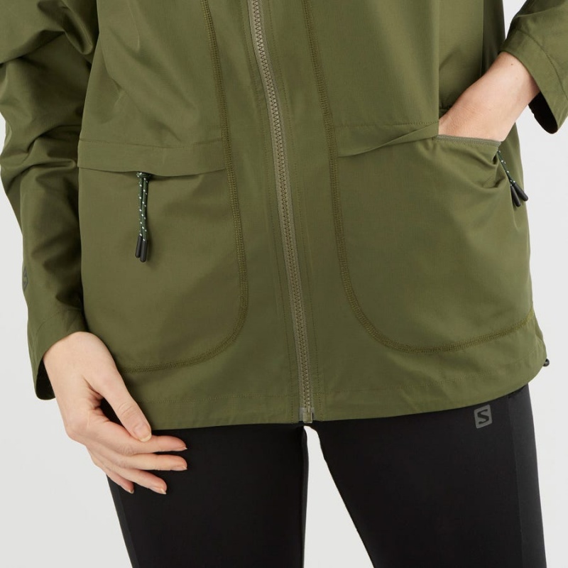 Women's Salomon OUTLIFE PACKABLE SHELL U WINDBREAKERS Jackets Olive | IN3156HAP