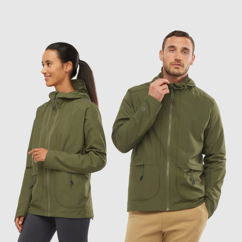 Women's Salomon OUTLIFE PACKABLE SHELL U WINDBREAKERS Jackets Olive | IN3156HAP