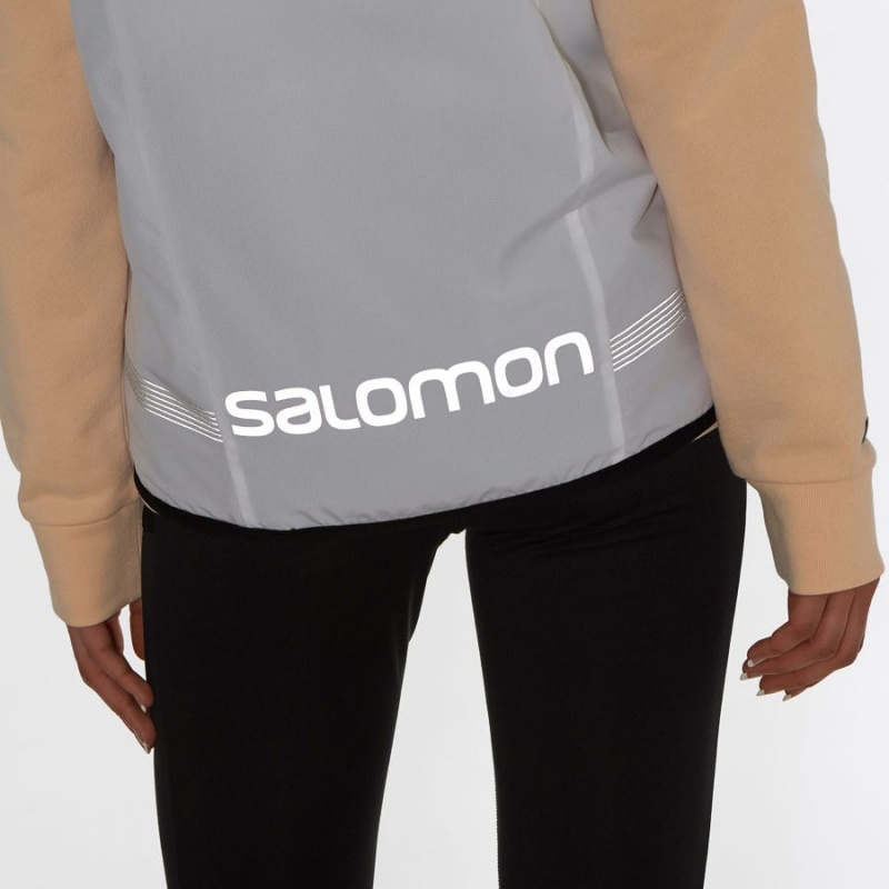 Women's Salomon OUTLIFE REVERSIBLE UTILITY U WINDBREAKERS Jackets White / Black | IN3157JPQ