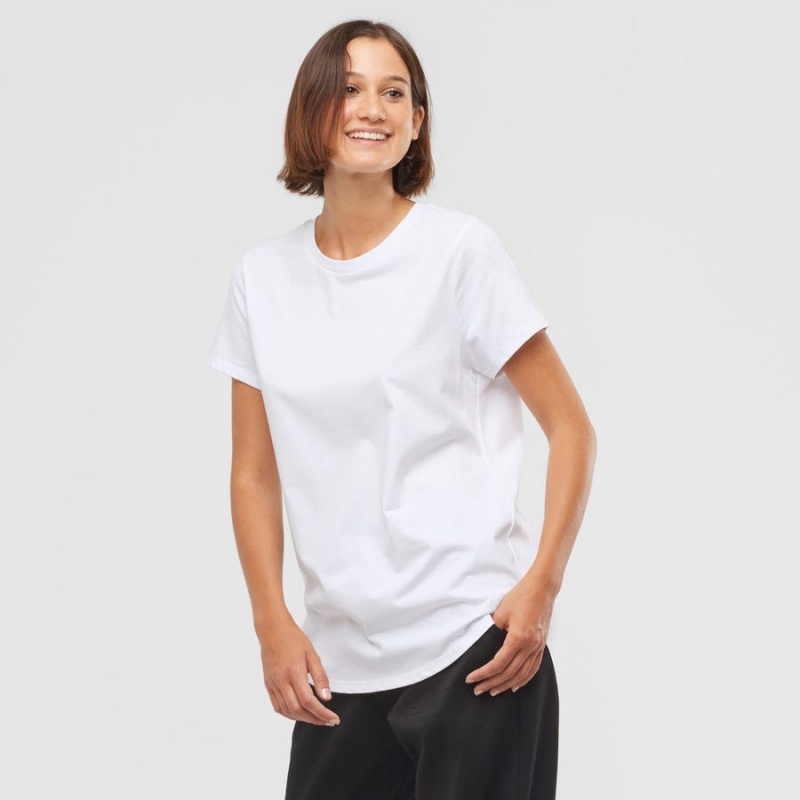 Women's Salomon OUTLIFE SCOOP HEM TEE W T Shirts White | IN3054AHK