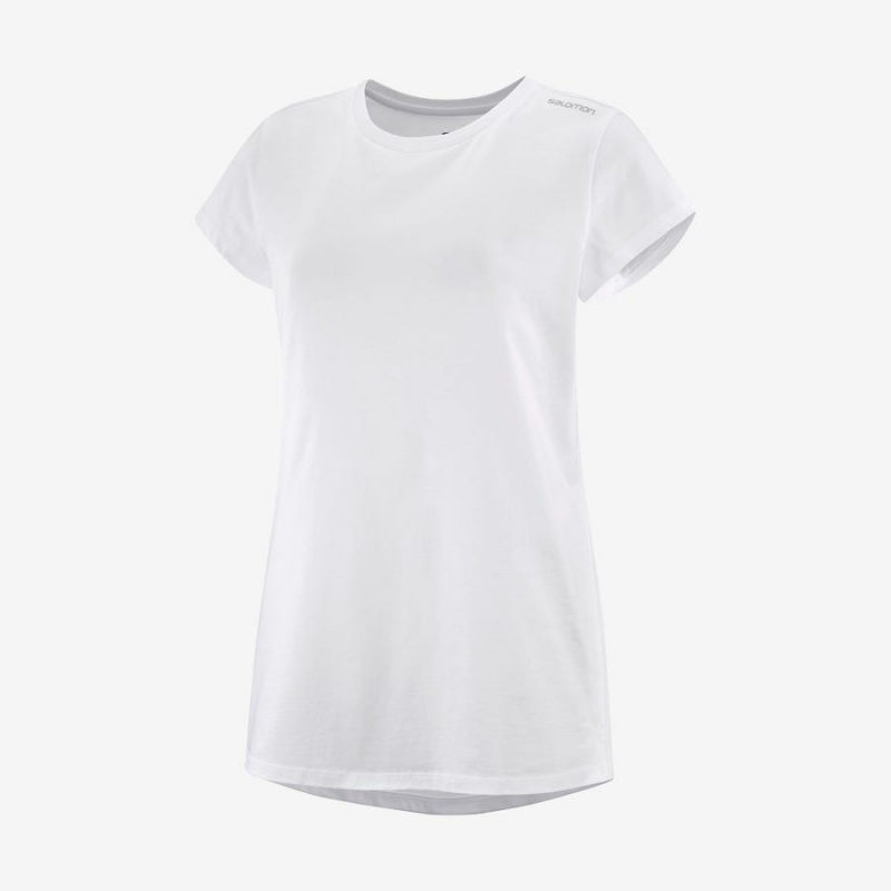 Women\'s Salomon OUTLIFE SCOOP HEM TEE W T Shirts White | IN3054AHK