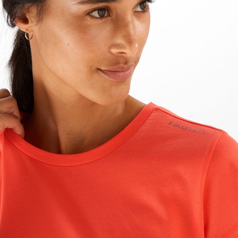 Women's Salomon OUTLIFE SCOOP HEM TEE W T Shirts Orange | IN3055SGL