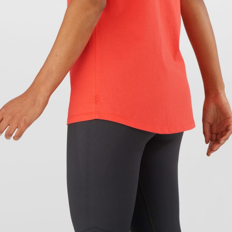 Women's Salomon OUTLIFE SCOOP HEM TEE W T Shirts Orange | IN3055SGL