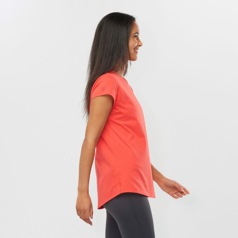 Women's Salomon OUTLIFE SCOOP HEM TEE W T Shirts Orange | IN3055SGL