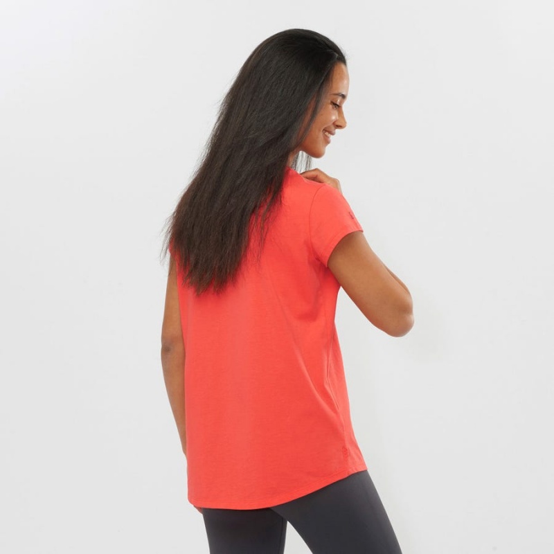 Women's Salomon OUTLIFE SCOOP HEM TEE W T Shirts Orange | IN3055SGL