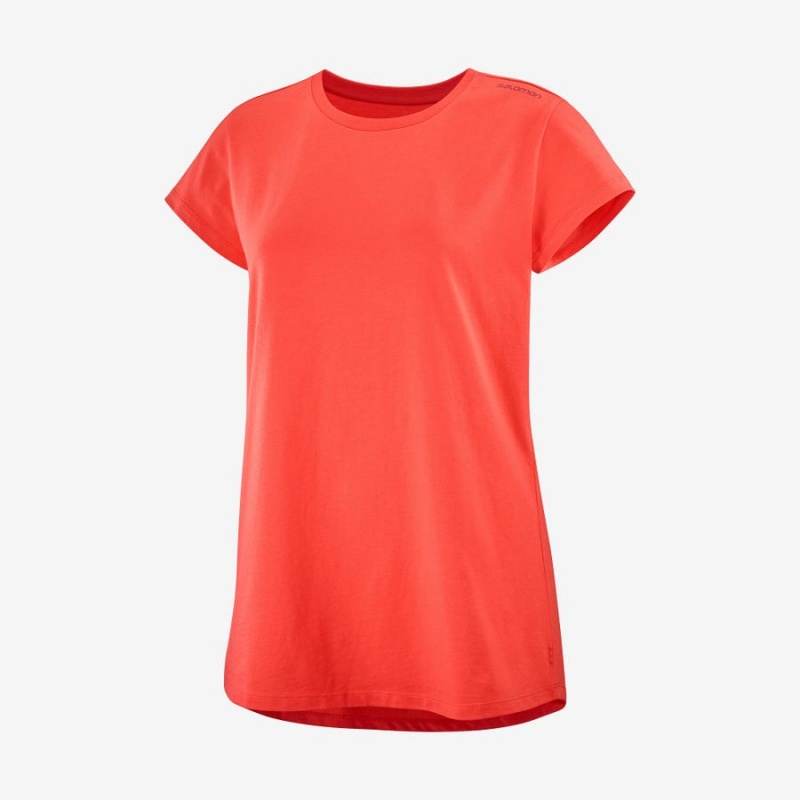 Women\'s Salomon OUTLIFE SCOOP HEM TEE W T Shirts Orange | IN3055SGL