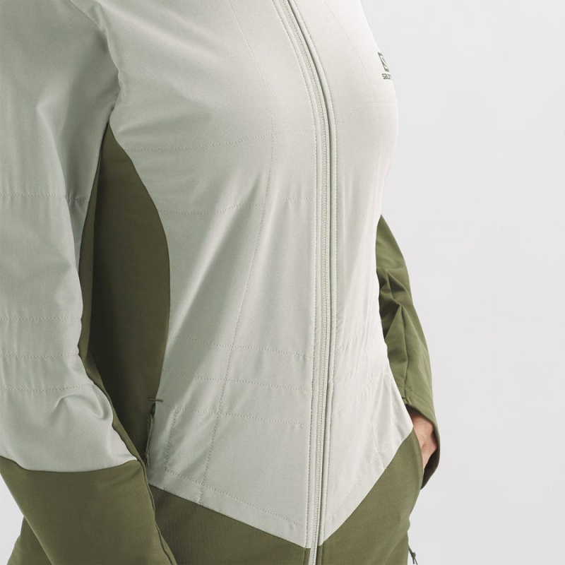 Women's Salomon OUTLINE ALL SEASON HYBRID Hoodie Olive | IN3088KOR