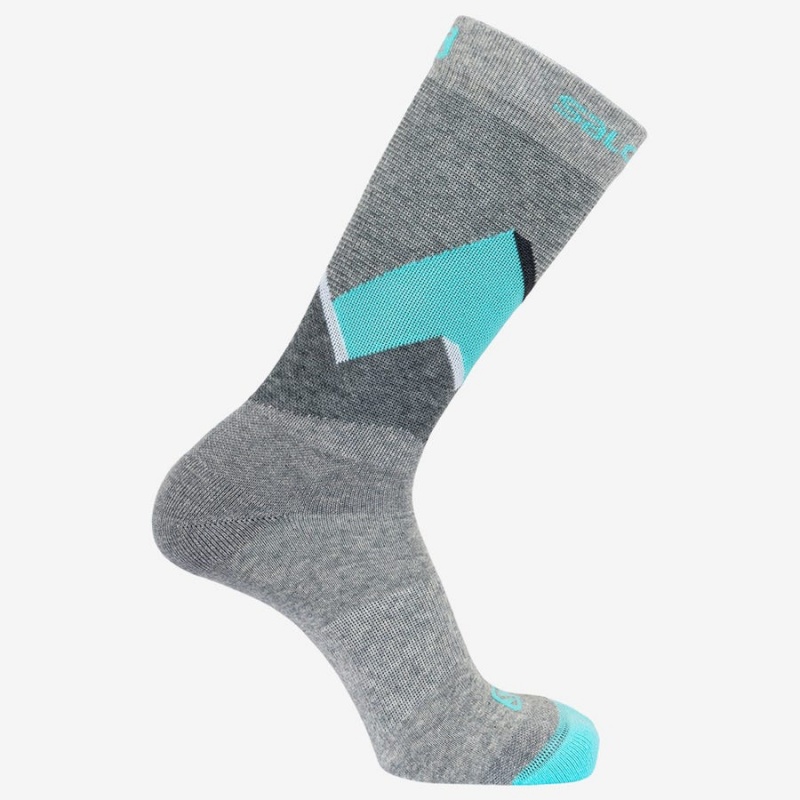 Women's Salomon OUTLINE CREW 2-PACK Socks Grey / Turquoise | IN3509VRW