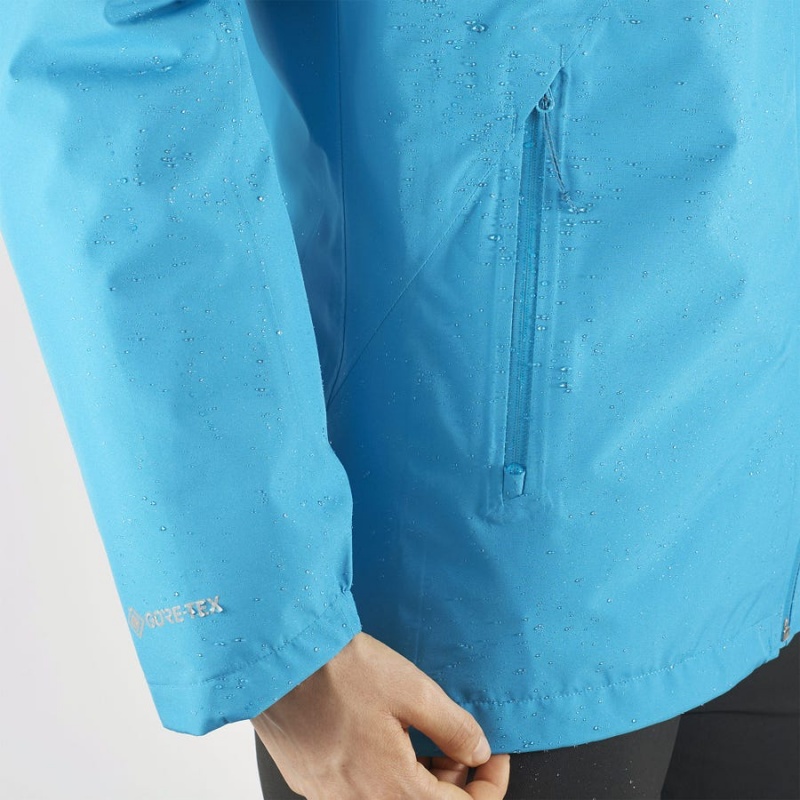 Women's Salomon OUTLINE GORE-TEX WATERPROOF 2.5L Jackets Blue | IN3136FDN