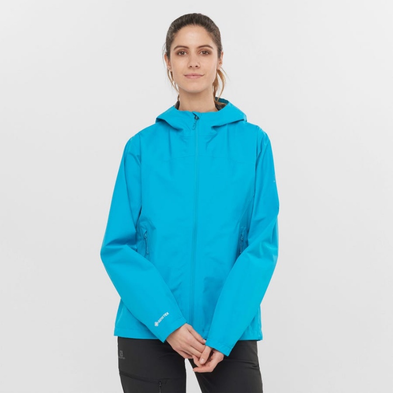 Women's Salomon OUTLINE GORE-TEX WATERPROOF 2.5L Jackets Blue | IN3136FDN