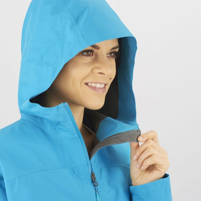 Women's Salomon OUTLINE GORE-TEX WATERPROOF 2.5L Jackets Blue | IN3136FDN