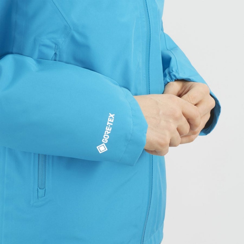 Women's Salomon OUTLINE GORE-TEX WATERPROOF 2.5L Jackets Blue | IN3136FDN