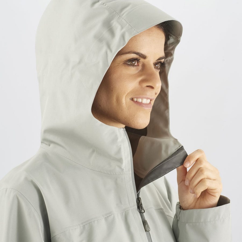 Women's Salomon OUTLINE GORE-TEX WATERPROOF 2.5L Jackets White | IN3138HAP