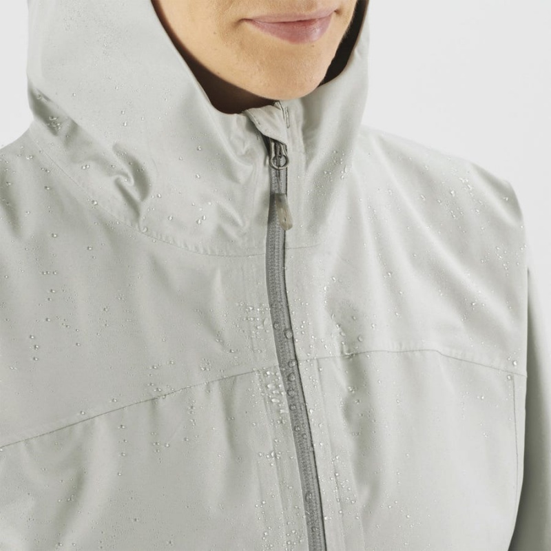 Women's Salomon OUTLINE GORE-TEX WATERPROOF 2.5L Jackets White | IN3138HAP