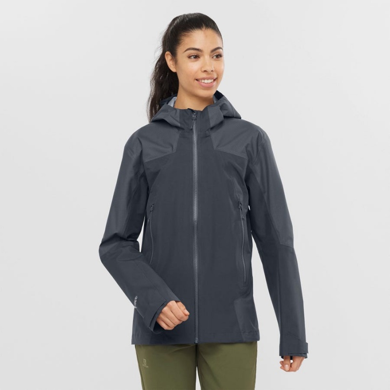 Women's Salomon OUTLINE GORE-TEX WATERPROOF HYBRID Jackets Black | IN3139JPQ