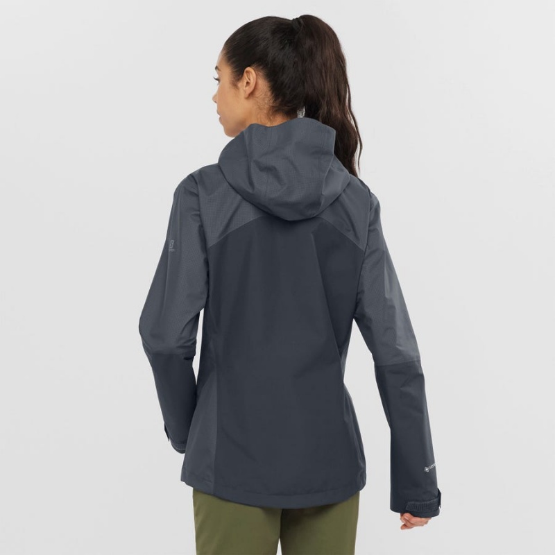 Women's Salomon OUTLINE GORE-TEX WATERPROOF HYBRID Jackets Black | IN3139JPQ