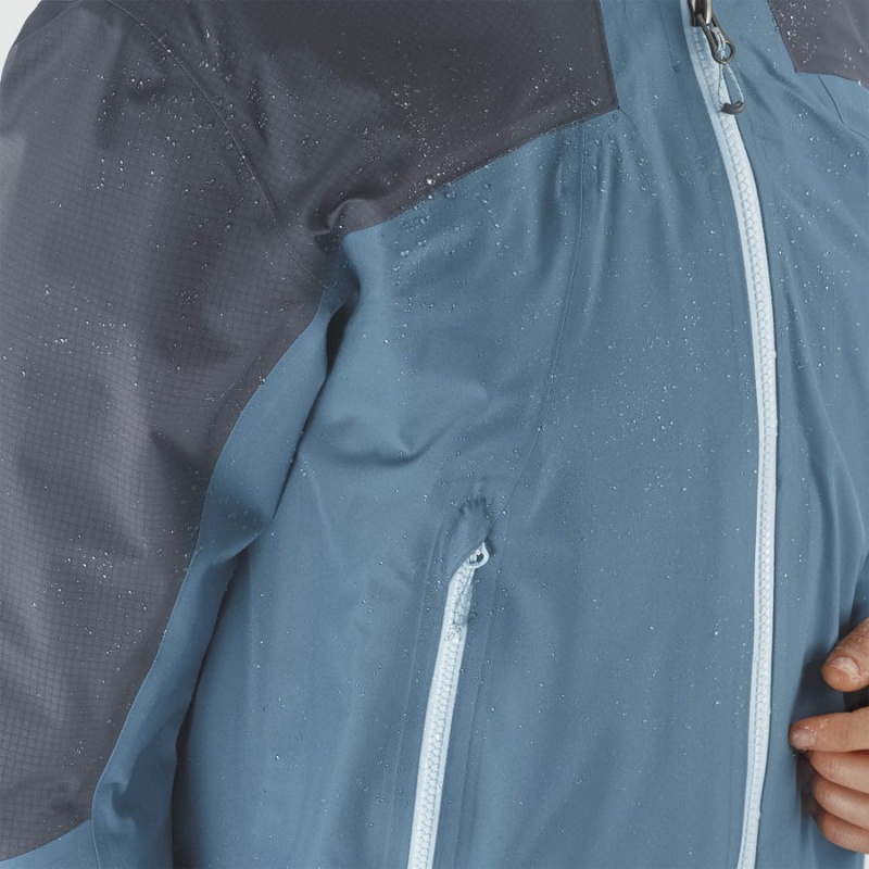 Women's Salomon OUTLINE GORE-TEX WATERPROOF HYBRID Jackets Blue | IN3140KOR