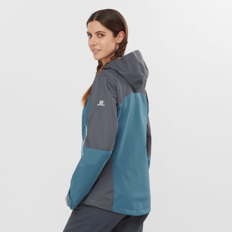 Women's Salomon OUTLINE GORE-TEX WATERPROOF HYBRID Jackets Blue | IN3140KOR