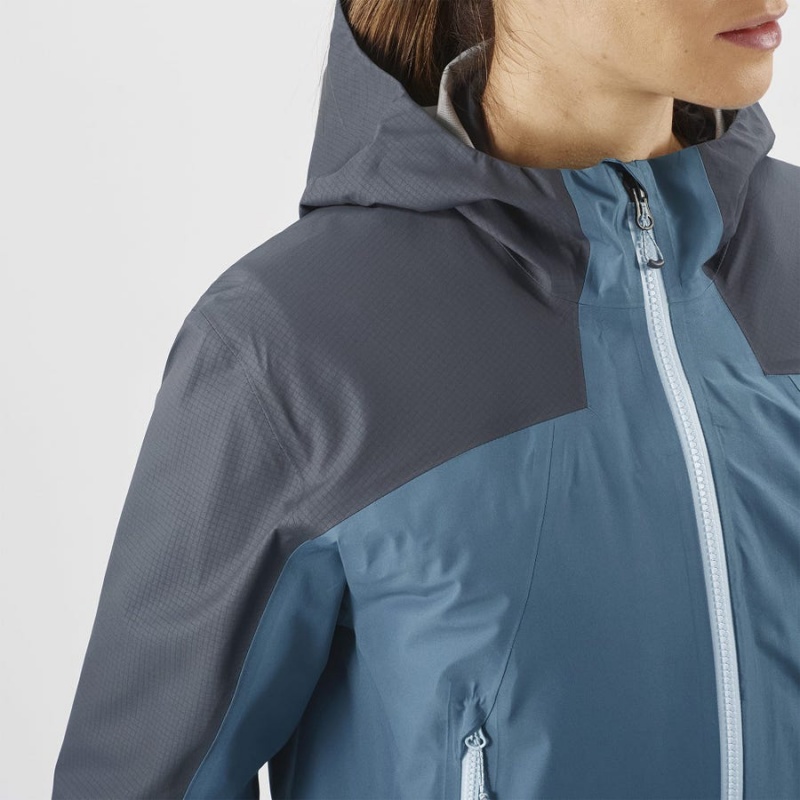 Women's Salomon OUTLINE GORE-TEX WATERPROOF HYBRID Jackets Blue | IN3140KOR