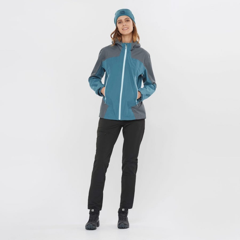 Women's Salomon OUTLINE GORE-TEX WATERPROOF HYBRID Jackets Blue | IN3140KOR