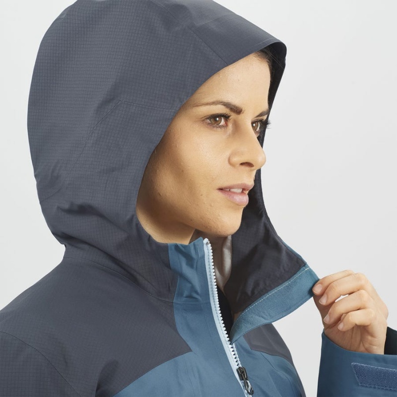 Women's Salomon OUTLINE GORE-TEX WATERPROOF HYBRID Jackets Blue | IN3140KOR