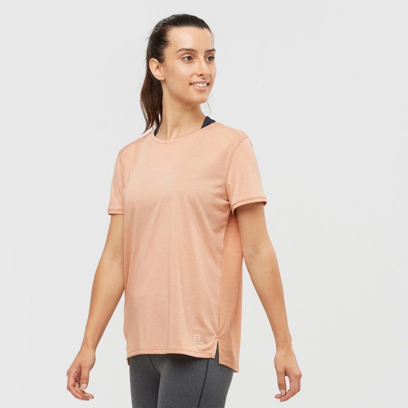 Women's Salomon OUTLINE SUMMER T Shirts Beige | IN3071WNB