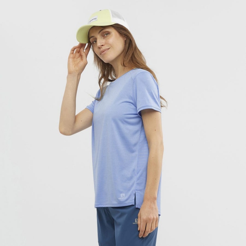 Women's Salomon OUTLINE SUMMER T Shirts Blue | IN3074TCE