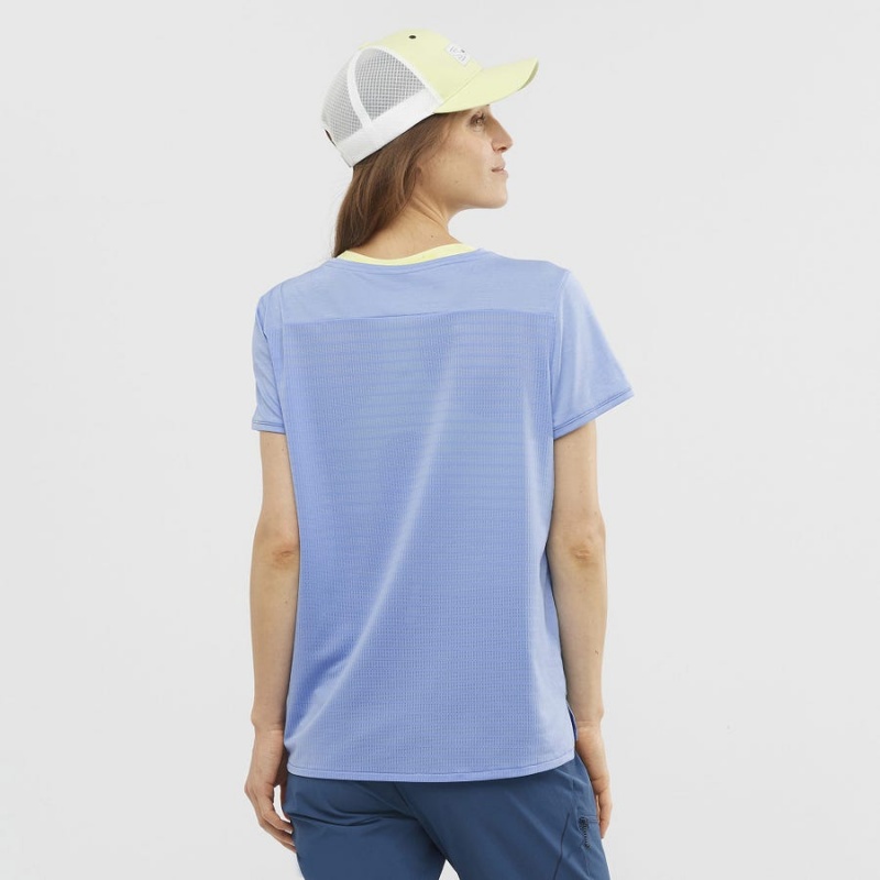 Women's Salomon OUTLINE SUMMER T Shirts Blue | IN3074TCE