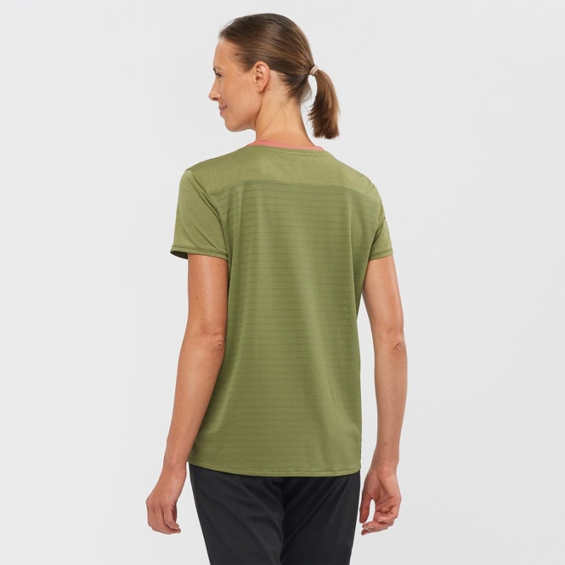 Women's Salomon OUTLINE SUMMER T Shirts Olive | IN3073RVD