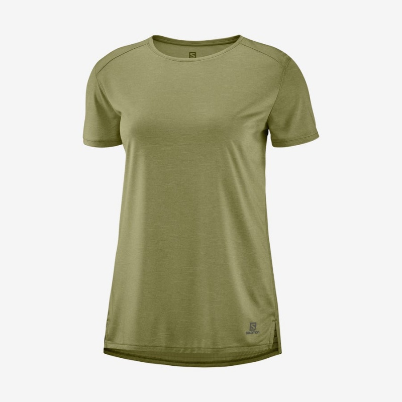 Women\'s Salomon OUTLINE SUMMER T Shirts Olive | IN3073RVD