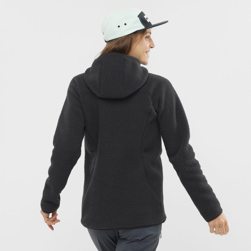 Women's Salomon OUTLINE WARM TEDDY Hoodie Black | IN3125RVD