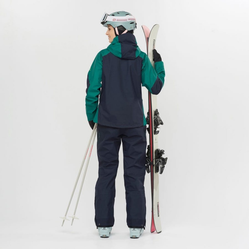 Women's Salomon OUTPEAK GORE-TEX 3L Ski Pants Blue | IN3292FDN