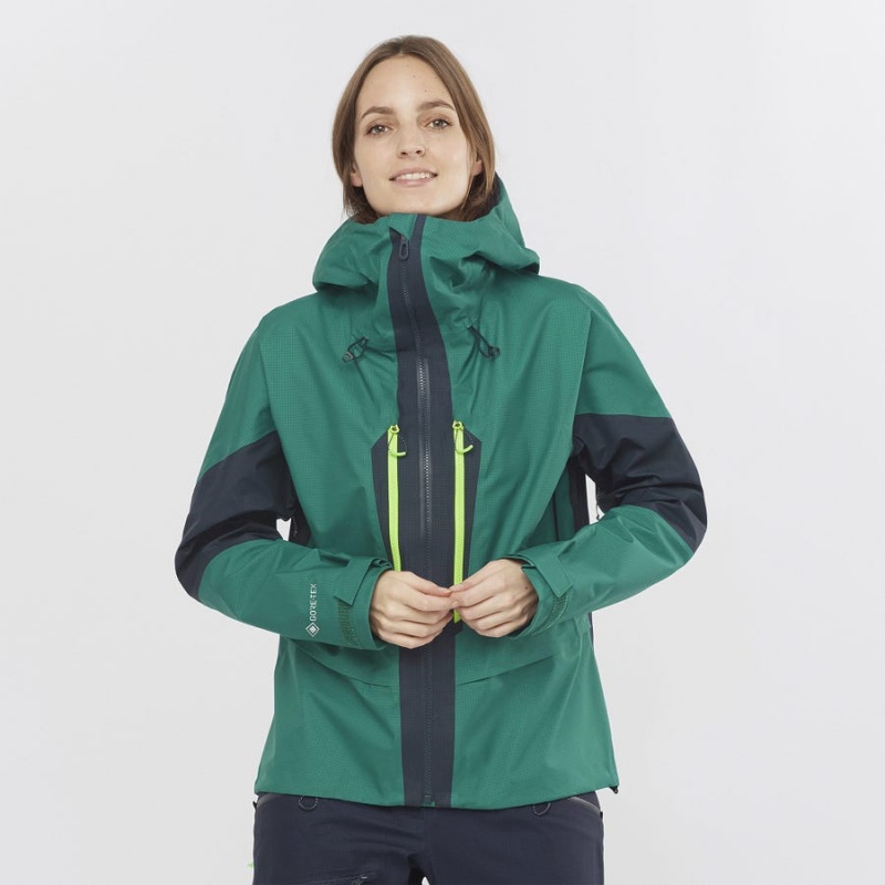 Women's Salomon OUTPEAK GORE-TEX WATERPROOF 3L Jackets Green | IN3154FDN