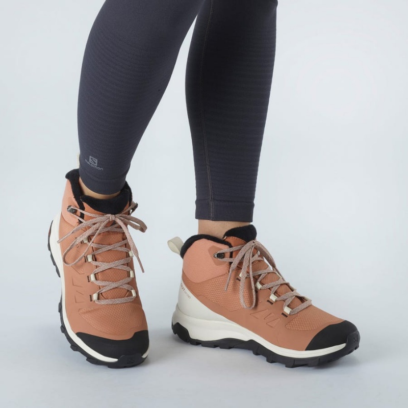 Women's Salomon OUTSNAP CLIMASALOMON™ WATERPROOF Winter Boots Beige | IN3011ZUT