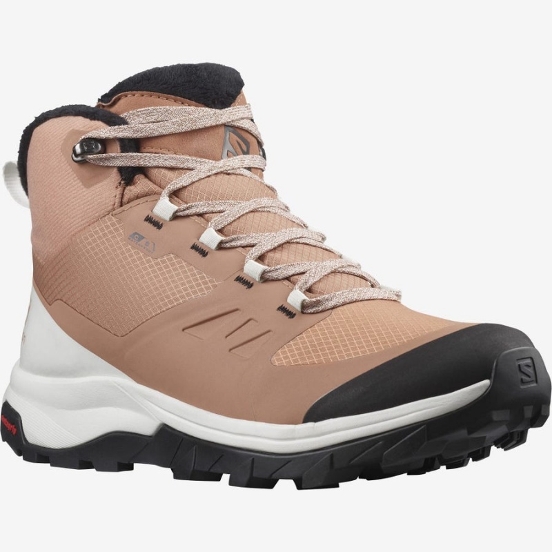 Women's Salomon OUTSNAP CLIMASALOMON™ WATERPROOF Winter Boots Beige | IN3011ZUT