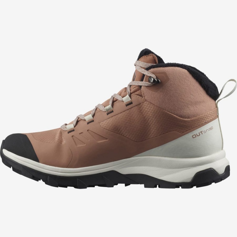 Women's Salomon OUTSNAP CLIMASALOMON™ WATERPROOF Winter Boots Beige | IN3011ZUT