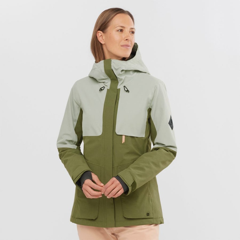 Women's Salomon PROOF LIGHT Ski Jackets Olive | IN3199NWY