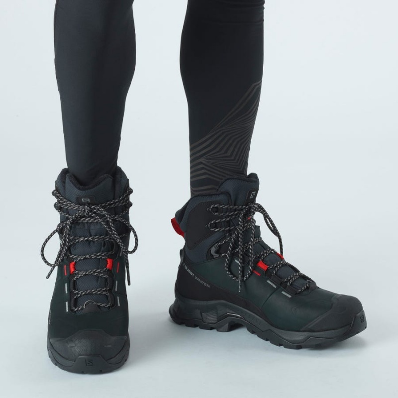 Women's Salomon QUEST WINTER THINSULATE™ CLIMASALOMON™ WATERPROOF Winter Boots Black | IN3016NWY