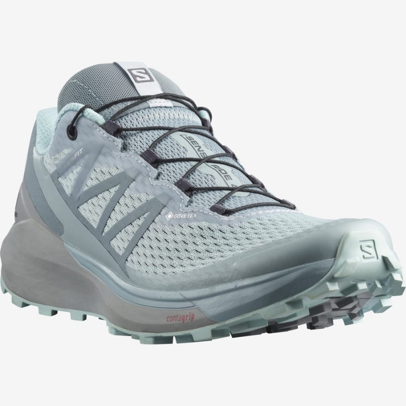 Women's Salomon SENSE RIDE 4 GORE-TEX INVISIBLE FIT Trail Running Shoes Turquoise | IN2863WNB