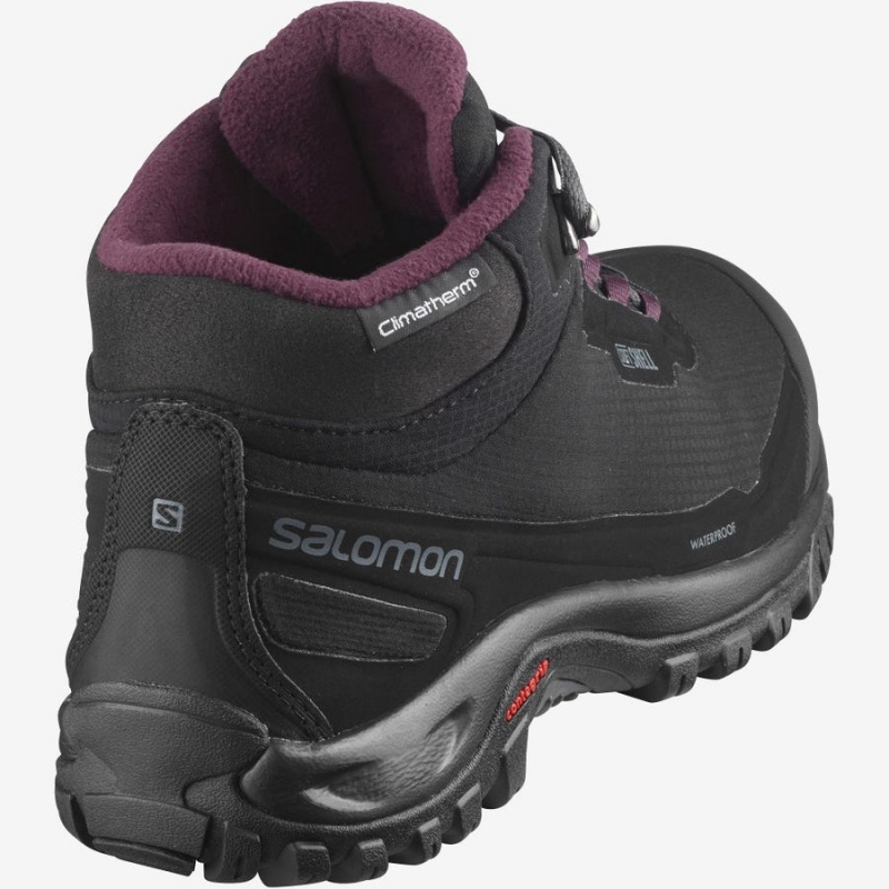 Women's Salomon SHELTER CLIMASALOMON™ WATERPROOF Winter Boots Black | IN3019WNB