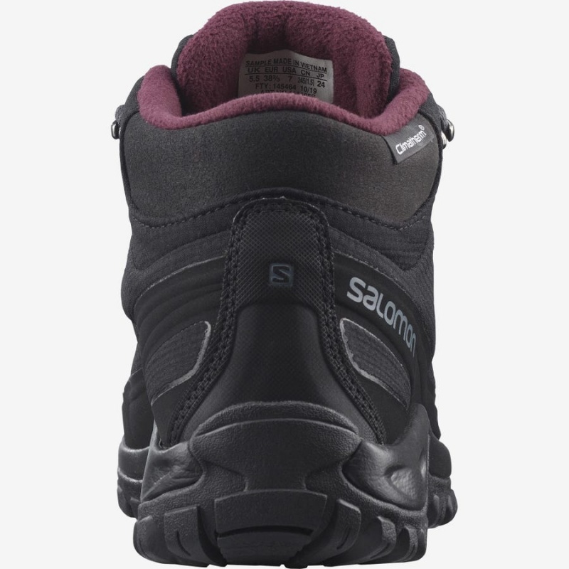 Women's Salomon SHELTER CLIMASALOMON™ WATERPROOF Winter Boots Black | IN3019WNB